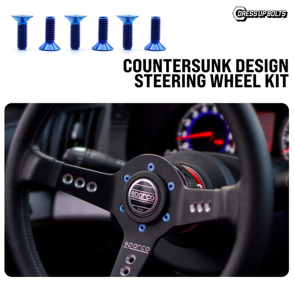 Dress Up Bolts Titanium Hardware Steering Wheel Kit - Countersunk Design