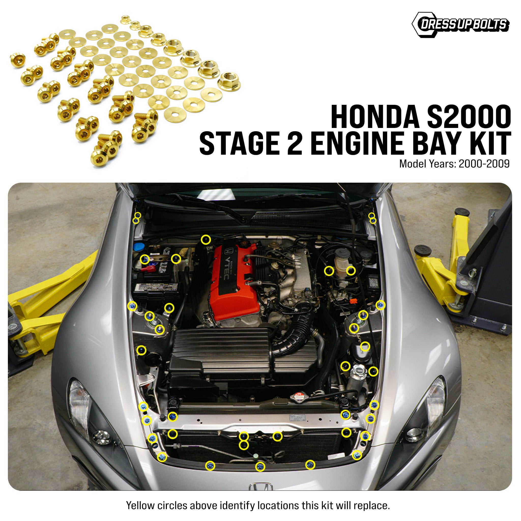 Stage 2 Titanium Hardware Engine Bay Kit Honda S2000 2000 2009 Dress Up Bolts