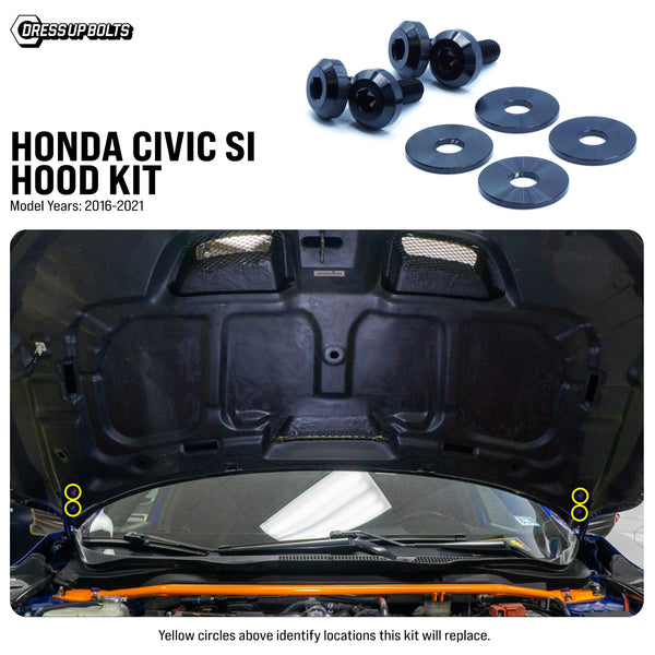 Dress Up Bolts Titanium Hardware Hood Kit - Honda Civic Si (2016-2021)