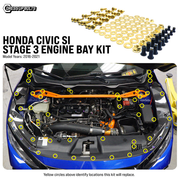 Dress Up Bolts Stage 3 Titanium Hardware Engine Bay Kit - Honda Civic Si (2016-2021)