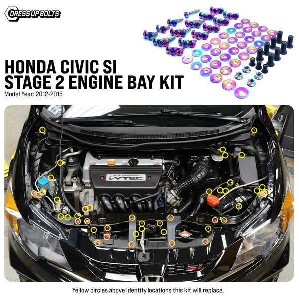 Dress Up Bolts Stage 2 Titanium Hardware Engine Bay Kit - Honda Civic Si (2012-2015)