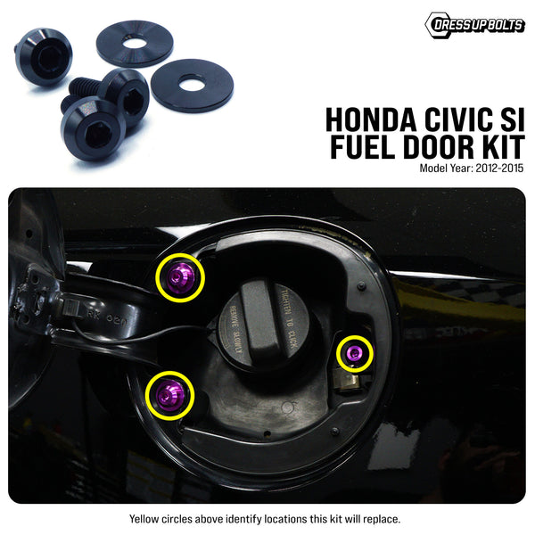 Dress Up Bolts Titanium Hardware Fuel Door Kit - Honda Civic Si (2012-2015)