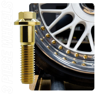 Buy gold Dress Up Bolts Titanium Three Piece Wheel Bolts - M8 x 32mm