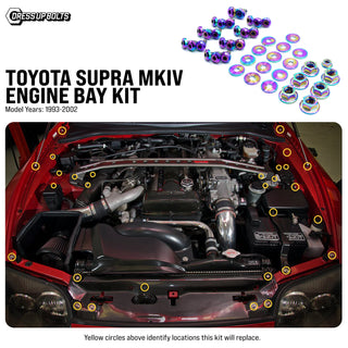 Buy polished Toyota Supra (1993-2002) MKIV Titanium Dress Up Bolts Engine Bay Kit