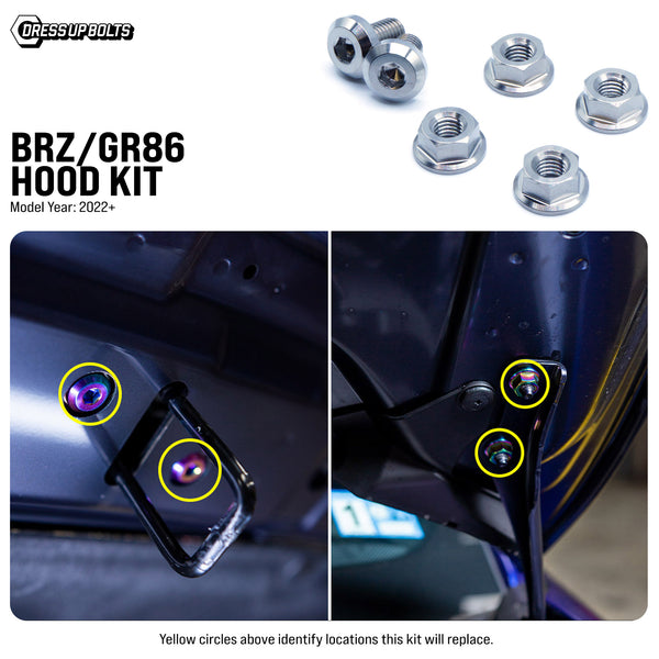 Dress Up Bolts Titanium Hardware Hood Kit - Toyota GR86/Subaru BRZ (2022+)