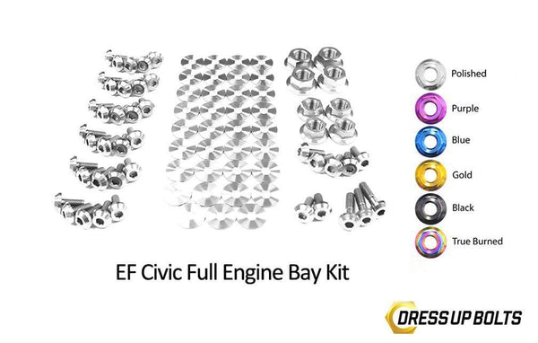 Honda Civic EF (1988-1991) Titanium Dress Up Bolts Full Engine Bay Kit - DressUpBolts.com