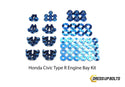 Honda Civic Type R (2017-2019) Titanium Dress Up Bolt Full Engine Bay Kit - DressUpBolts.com