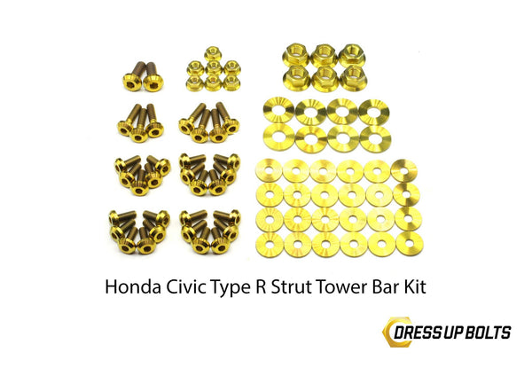 Honda Civic Type R (2017-2019) Titanium Dress Up Bolt Full Engine Bay Kit - DressUpBolts.com