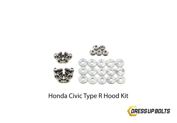 Honda Civic Type R (2017-2019) Titanium Dress Up Bolts Hood Kit - DressUpBolts.com