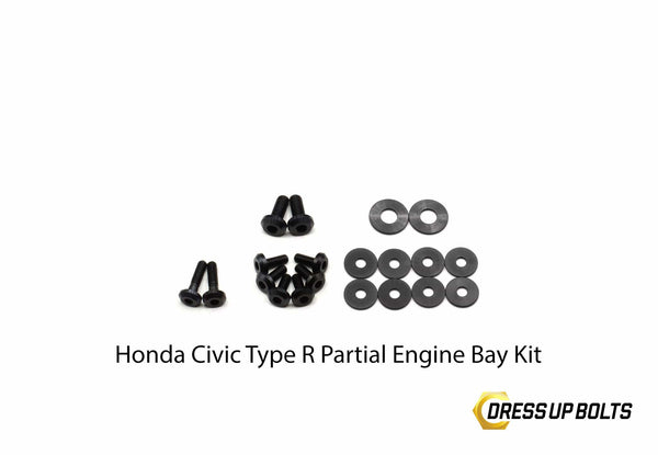 Honda Civic Type R (2017-2019) Titanium Dress Up Bolt Partial Engine Bay Kit - DressUpBolts.com
