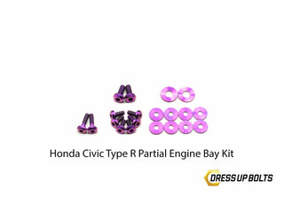 Honda Civic Type R (2017-2019) Titanium Dress Up Bolt Partial Engine Bay Kit - DressUpBolts.com