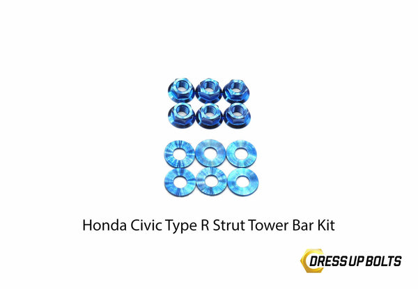 Honda Civic Type R (2017-2019) Titanium Dress Up Bolt Strut Tower Bar Kit - DressUpBolts.com
