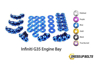 Infiniti G35 Coupe and Sedan (2003-2007) V35 Titanium Dress Up Bolts Engine Bay Kit - DressUpBolts.com