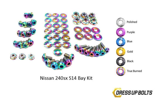 Nissan S14 240sx (1995-1998) Titanium Dress Up Bolts Engine Bay Kit - DressUpBolts.com